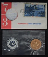 1973 Bicentennial First Day Cover & Coin Set