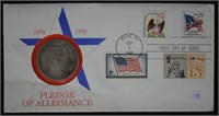 1892 S Morgan Dollar & 1992 First Day Stamp Set