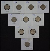 10 pcs. Buffalo Nickels - Assorted Dates