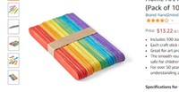 Rainbow Colored Natural Wood Craft Sticks