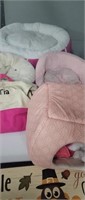 4 pet beds, pet bag, pet clothes