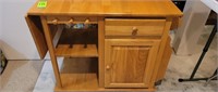 Oak kitchen rolling cabinet w drop leaf