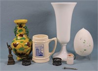 Blown Glass Egg, Ceramic Vase, Etc.
