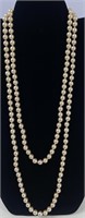 Faux Pearl 2 Strand Knotted Necklace
