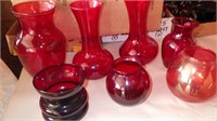7- Red vases