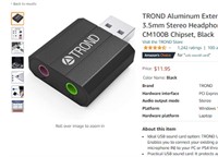 TROND Aluminum External USB Sound Card Audio Adapt
