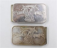 2 Troy Ounce .999 Fine Silver Eagle & Shield  Bars