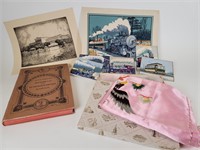Train prints, German art book & pillowcases