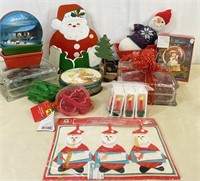 Lot of Christmas Decor, Tins, Cookie Cutters