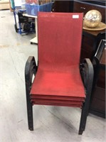 4 red sling back chairs