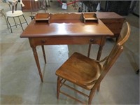 ANTIQUE OAK DESK 1 DRAWER W/ CHAIR