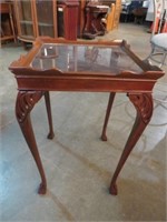 ANTIQUE CARVED QUEEN ANNE LEG TABLE