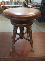 ANTIQUE BALL & CLAW FOOTED ORGAN STOOL