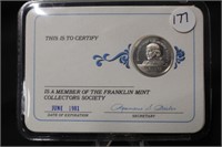 1981 Franklin Mint .925 Silver Membership Token