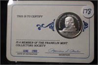 1980 Franklin Mint .925 Silver Membership Token