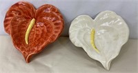 2 Ceramic Leaf Shaped Dishes
