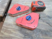 Tape Measure & 2 Magnetic Welding Clamps