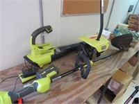 Ryobi 40v Weed Eater, Tiller Attach, Blower w/