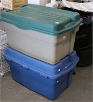 TWO LARGE RUBBERMAID TOTES