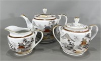 Hand Painted Porcelain Tea Pot w/Cream & Sugar
