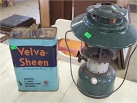 Velva Sheen Advertising Tin, Coleman Lantern-
