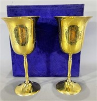 Gold Plated Toasting Goblets in Case
