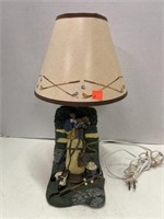 Golf decor side lamp. 15in tall. Shade needs TLC.