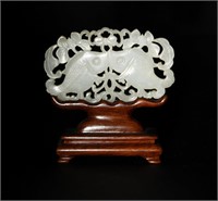 Chinese White Jade Double Fish Plaque, 18-19th C#