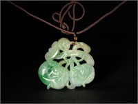 Chinese Jadeite Pendant with Peaches, 19th C#