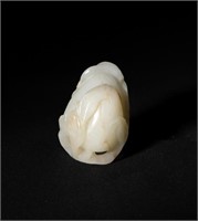 Chinese White Jade Carving of Peaches, 18th C#