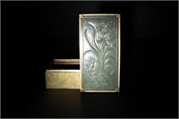 Chinese Jade Inlaid Baitong Lidded Box, 19th C#