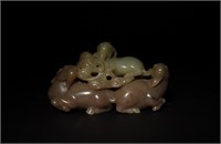 Chinese Jade Carving of 3 Goats, 18th C#