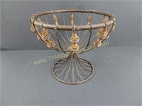 Decorative Wire Basket Stand 7" Tall 8" Diameter
