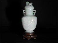 Chinese Jadeite Lidded Vase