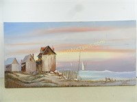 Handpainted Canvas Dated and Signed 36" x 18"
