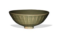 Chinese Longquan Celadon Lotus Bowl, Song or Yuan