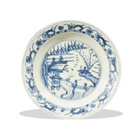 Chinese Blue & White Landscape Bowl, 18th C#
