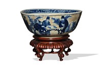Chinese Ge Glaze Blue and White Bowl, 19th C#