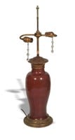 Chinese Red Glaze Vase made into a Lamp, Kangxi