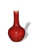 Chinese Red Glazed Tianqiu Vase, 19th C#