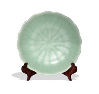 Chinese Celadon Lotus Leaf Plate, Qianlong Period