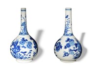 Pair of Chinese Blue & White Dan Vases, Kangxi