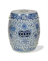 Chinese Blue & White Porcelain Stool, 19th C#