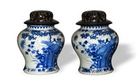 Pair of Chinese Blue & White Jars, 19th C#