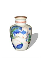 Chinese Blue & White Enameled Vase, 19th C#