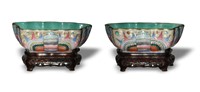 Pair of Famille Rose Butterfly Bowls, Tongzhi