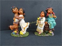 Lot of 2 Native American Figurines 4"