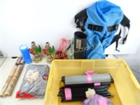 Tote Of Assorted Items, Shoe Rack, Etc