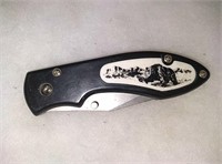 Surgical stainless steel pocket knife with a bear