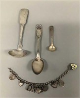 Silver Plate Spoons & Charm Bracelet